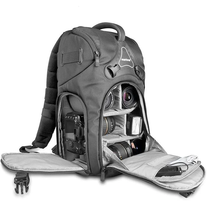 Mantona Kamerarucksack Rhodolit, Regenhülle, Schwarz