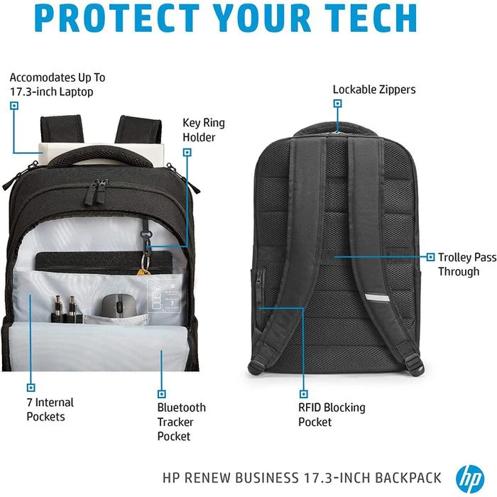 HP Laptop-Rucksack Renew Business, 3E2U5AA, Bis 17,3 Zoll / 43,94 Cm, Polyester – Bild 3