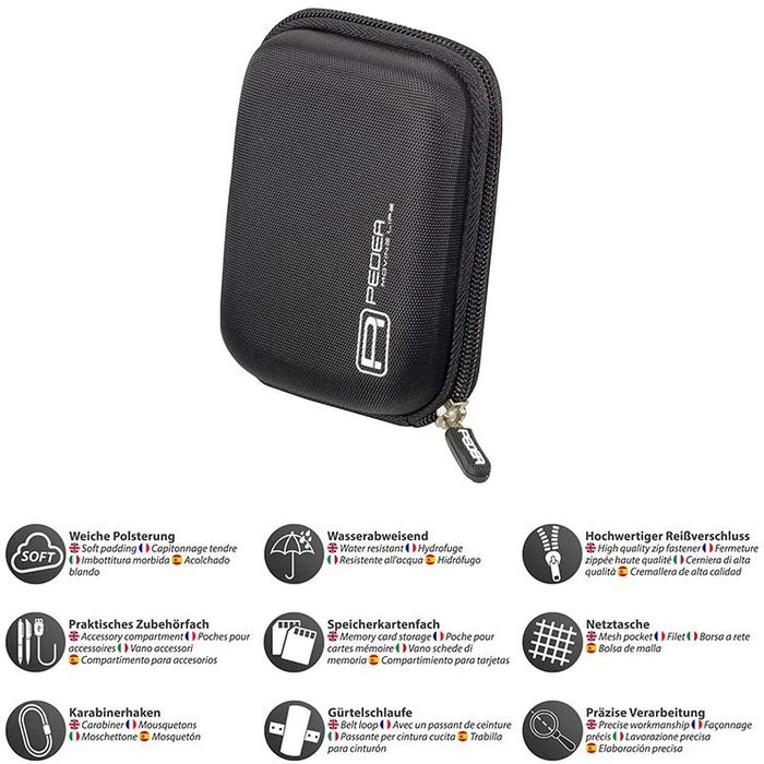 Pedea Kameratasche Just-Black, Nylon, Gürtelschlaufe, Wasserabweisend, Schwarz – Bild 4