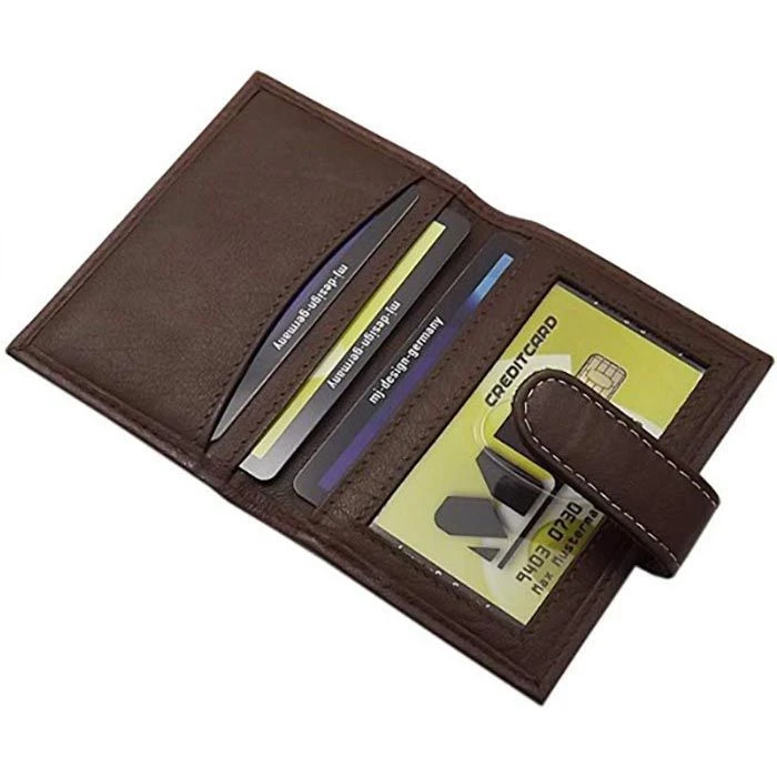 Myledershop Kreditkartenetui XXL 2202, Echt Leder, Weiße Kontrastnaht, Braun – Bild 4