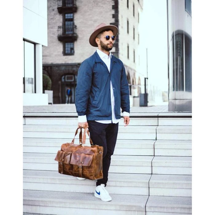 Almadih Reisetasche Kane, Echt Leder, Braun Deluxe, 19 Liter, 50cm, Größe S – Bild 6