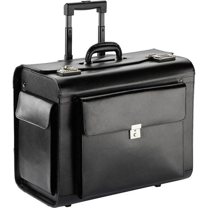 Dermata Pilotenkoffer 1329XL, Trolley, Lederfaserstoff, Schwarz