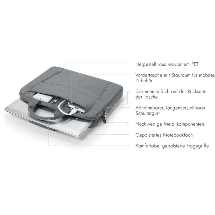 Dicota Laptoptasche Eco Slim Case Base D31305-RPET, Bis 14,1 Zoll / 35,8 Cm Laptops, Recyceltes PET – Bild 5