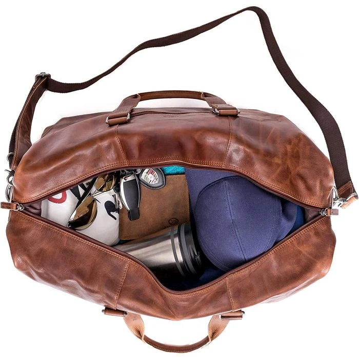 Almadih Reisetasche Yuri, Echt Leder, Braun Deluxe, 31 Liter, 51cm, Größe S – Bild 2