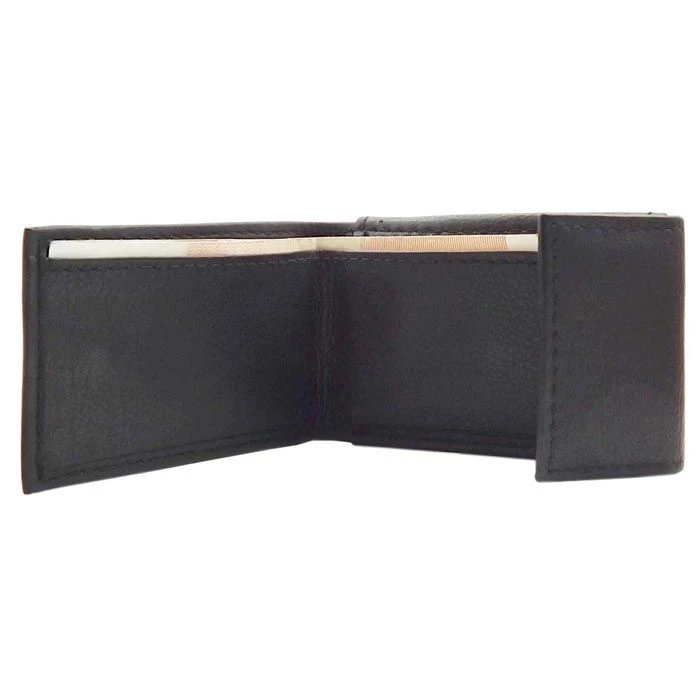 MJ-Design-Germany Geldbörse Minibörse, Echt Leder, Münzfach, Druckknopf, Schwarz