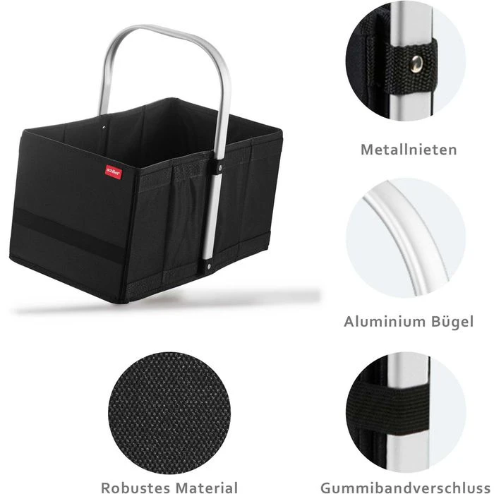 Achilles Einkaufskorb Handle-Box, Faltbar, Schwarz, 40 X 24 X 20cm – Bild 4
