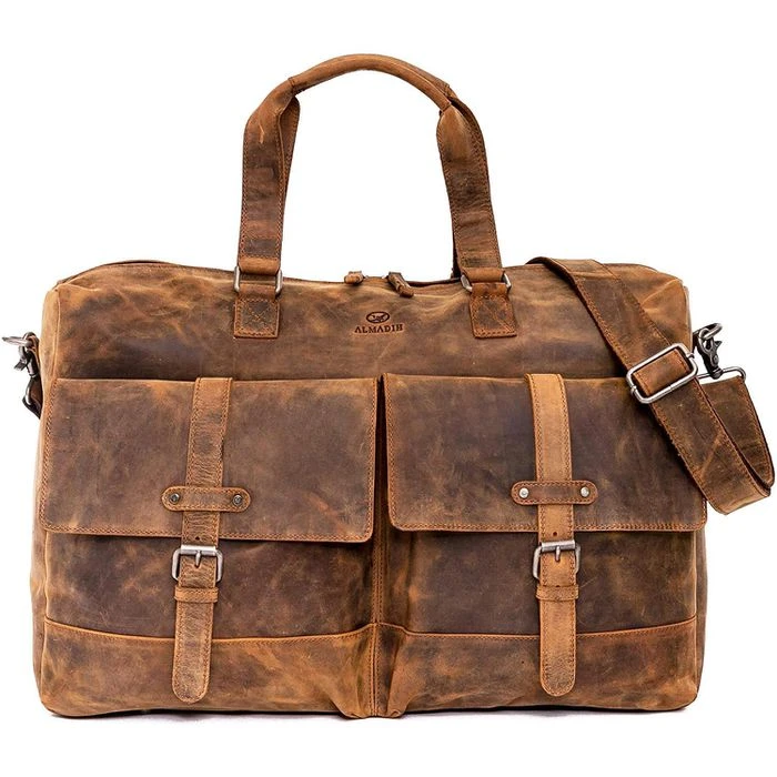 Almadih Reisetasche Kane, Echt Leder, Braun Vintage, 19 Liter, 50cm, Größe S – Bild 3
