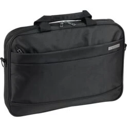 D&N Aktentasche 5616 Basic Line Schwarz, Mit Reißverschluss, Laptopfach, Polyester