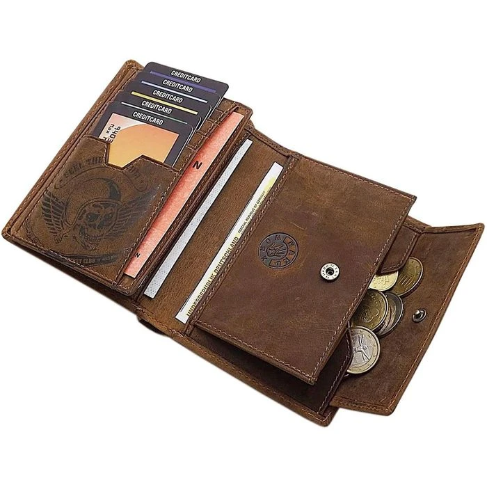 Böttcher-AG Geldbörse 1223, Echt Leder, RFID Schutz, Münzfach, Druckknopf, Braun – Bild 4