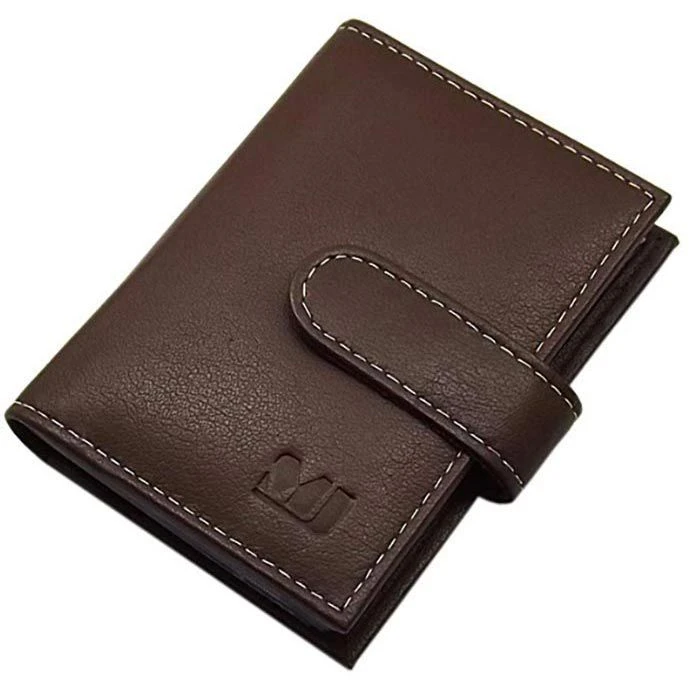 Myledershop Kreditkartenetui XXL 2202, Echt Leder, Weiße Kontrastnaht, Braun