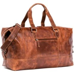 Almadih Reisetasche Yuri, Echt Leder, Braun Deluxe, 31 Liter, 51cm, Größe S