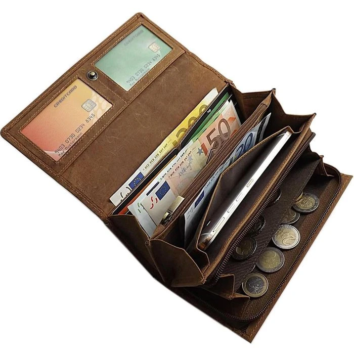 Böttcher-AG Geldbörse 1055, Echt Leder, Damen RFID Schutz Münzfach Reißverschluss Cognac – Bild 3