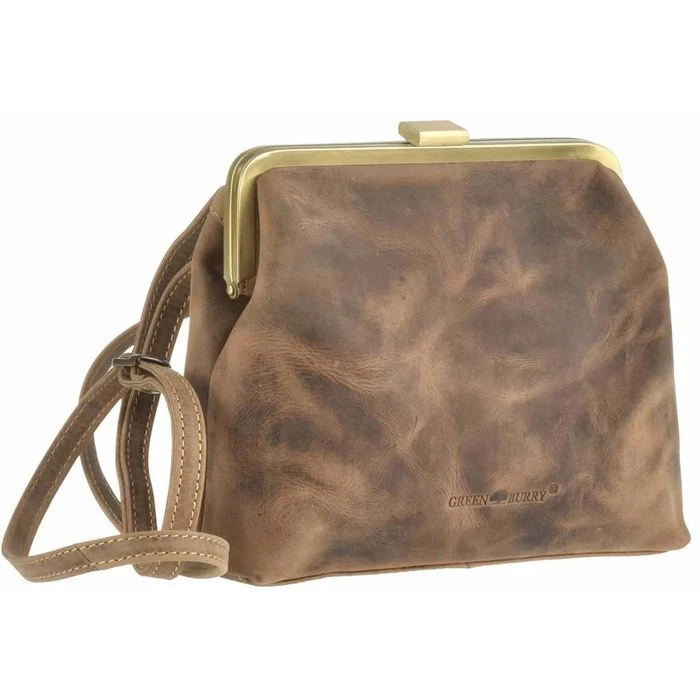 Greenburry Umhängetasche Vintage Clappy, 1713A-25, Echt Leder, 25 X 20 X 6cm, Antikbraun