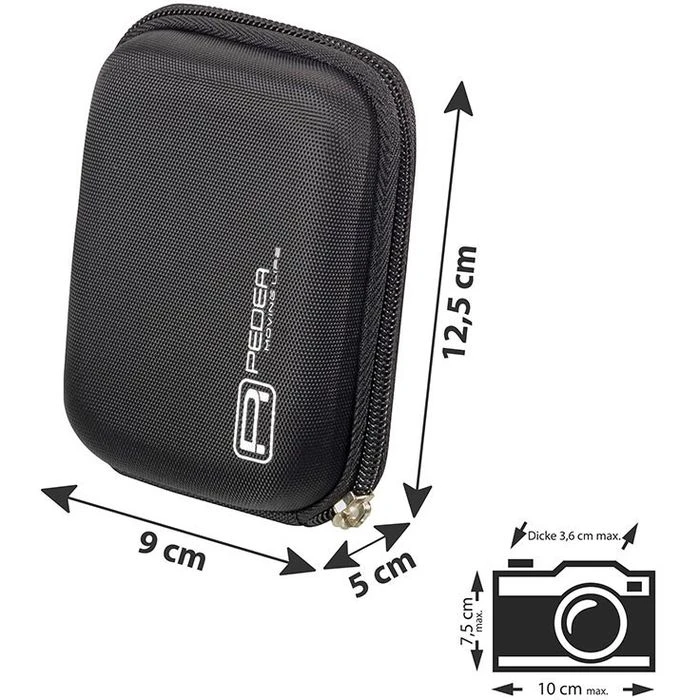 Pedea Kameratasche Just-Black, Nylon, Gürtelschlaufe, Wasserabweisend, Schwarz – Bild 3