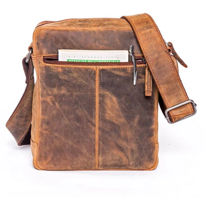 Almadih Umhängetasche Finn, Echt Leder, 21 X 24 X 7cm, Braun Vintage – Bild 5