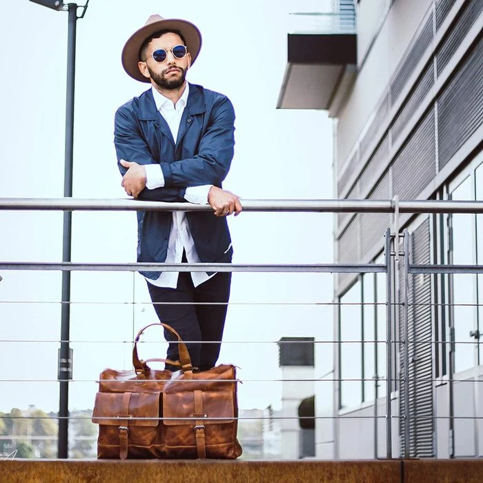 Almadih Reisetasche Kane, Echt Leder, Braun Deluxe, 19 Liter, 50cm, Größe S – Bild 8