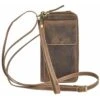 Greenburry Umhängetasche Vintage, 1569-25, Echt Leder, 10 X 19 X 4cm, RFID Schutz, Antikbraun