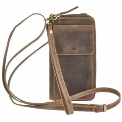 Greenburry Umhängetasche Vintage, 1569-25, Echt Leder, 10 X 19 X 4cm, RFID Schutz, Antikbraun