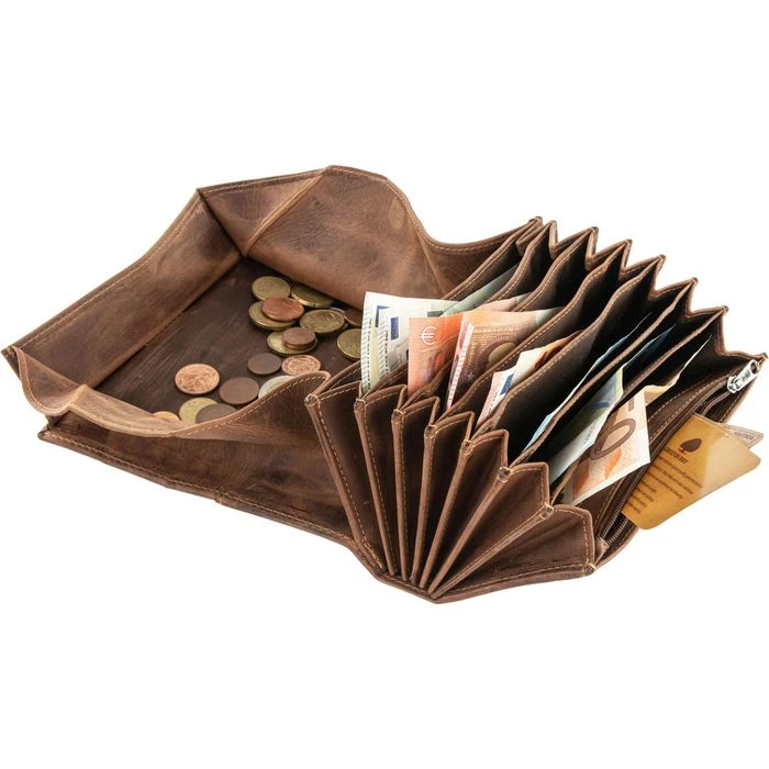 Greenburry Kellnerbörse Vintage 1785A 25 Braun, Echt Rindsleder, 17,5 X 9,5cm, Klarsichtfach – Bild 5