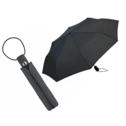 Fare Regenschirm AOC-Mini, Taschenschirm, Schwarz, Auf-Zu-Automatik, LĂ€nge Geschlossen 28cm