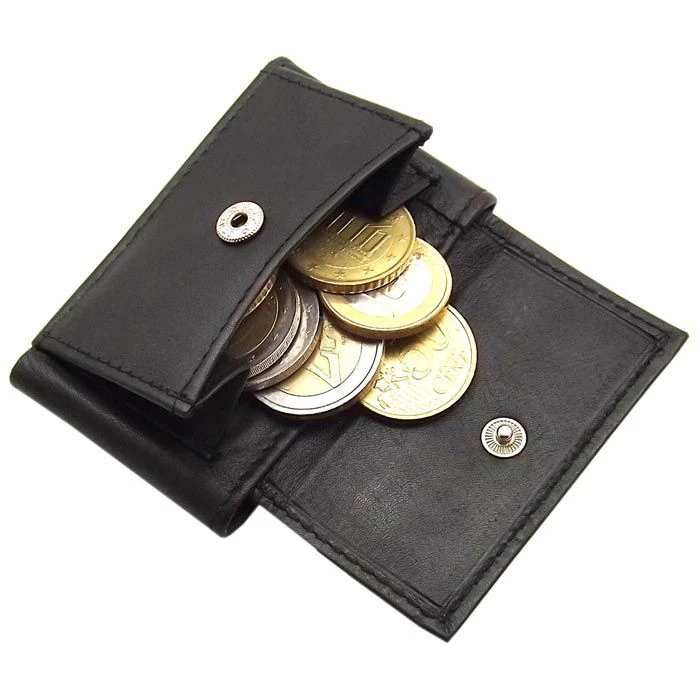 MJ-Design-Germany Geldbörse Minibörse, Echt Leder, Münzfach, Druckknopf, Schwarz – Bild 3