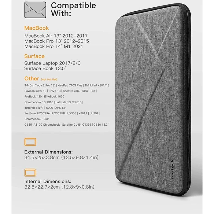Inateck Laptophülle LB01007-13, Polyester, Grau, Bis 33,78 Cm / 13,3 Zoll – Bild 7
