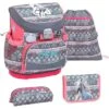 Belmil Schulranzen Mini Fit Horse Aruba Blue, 405-33, Für Mädchen, Grau / Pink, 4-teiliges Set