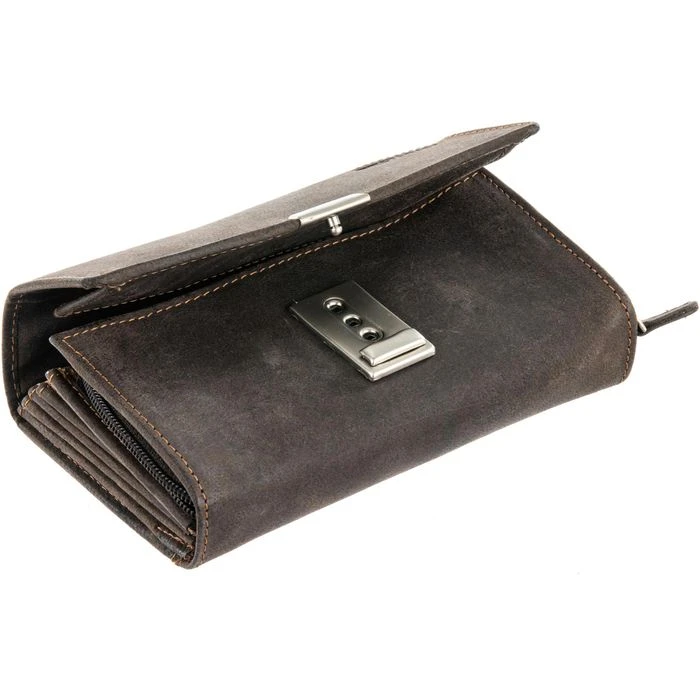 Greenland Kellnerbörse Westcoast 873, Dunkelbraun, Echt Büffelleder 17x11cm Stufenförmige Innenfächer – Bild 3