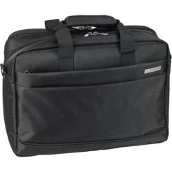 D&N Aktentasche 5617 Basic Line Schwarz, Mit Reißverschluss, Laptopfach, Polyester