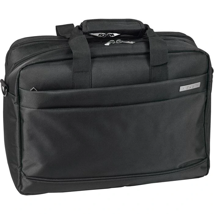 D&N Aktentasche 5617 Basic Line Schwarz, Mit Reißverschluss, Laptopfach, Polyester