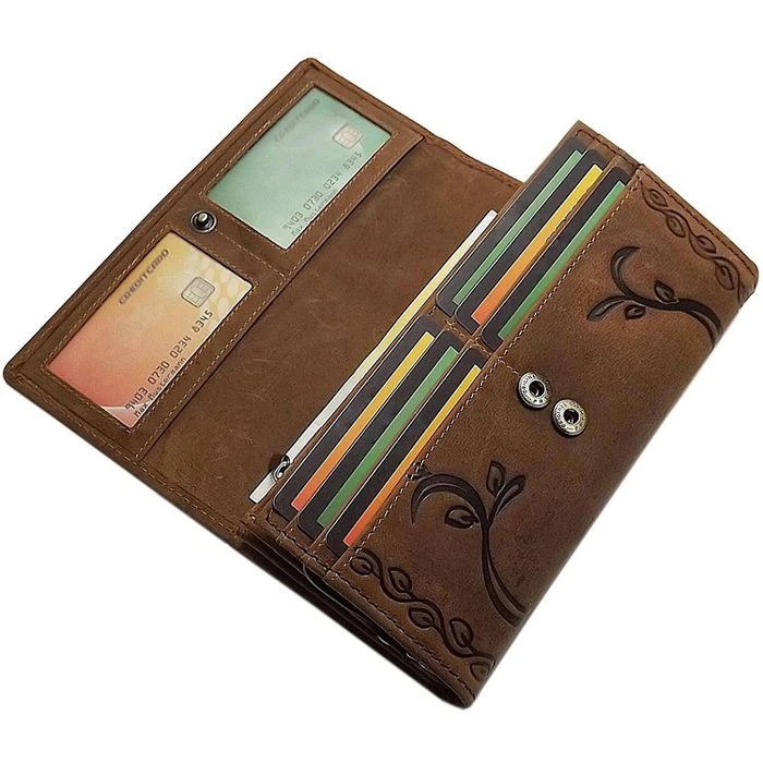 Böttcher-AG Geldbörse 1055, Echt Leder, Damen RFID Schutz Münzfach Reißverschluss Cognac – Bild 2