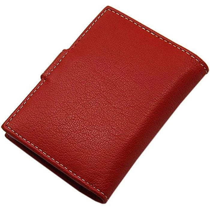 Myledershop Kreditkartenetui XXL 2127, Echt Leder, Weiße Kontrastnaht, Rot – Bild 5