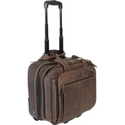 Alpenleder Business-Trolley Denver SW1009-K, Echtes Leder, Mit Laptopfach, Coffee