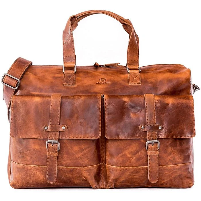 Almadih Reisetasche Kane, Echt Leder, Braun Deluxe, 19 Liter, 50cm, Größe S – Bild 3