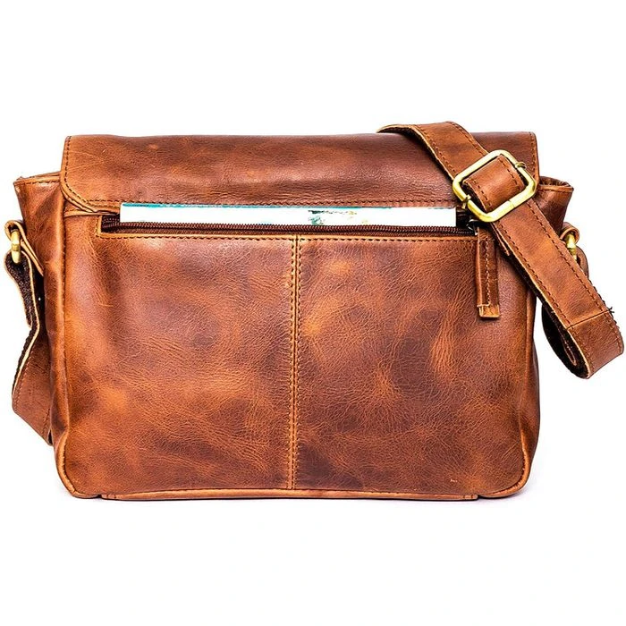 Almadih Umhängetasche Kim, Damen, Echt Leder, 25 X 19 X 9cm, Braun Deluxe – Bild 5