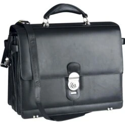 Alassio Echt Leder Monza Aktentasche 47127 Schwarz