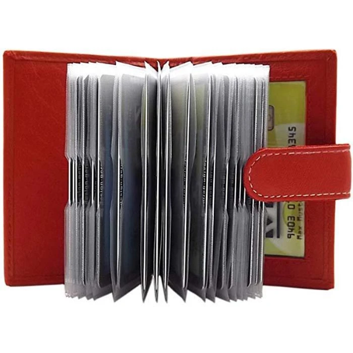 Myledershop Kreditkartenetui XXL 2127, Echt Leder, Weiße Kontrastnaht, Rot – Bild 3