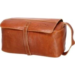Alpenleder Kulturbeutel Roll Up, 7,5 Liter, Breite 28cm, Echt Leder, Cognac