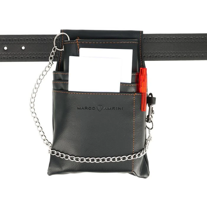 Marco-Amrini Kellnerbörse Set, Schwarz, Kunstleder, 18 X 11cm, Tasche, Kette, 110cm-Gürtel – Bild 5
