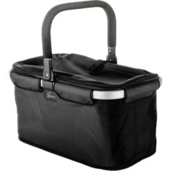 Genius Einkaufskorb 14364, Faltbar Mit Abdeckung, Schwarz, 48 X 28 X 27cm