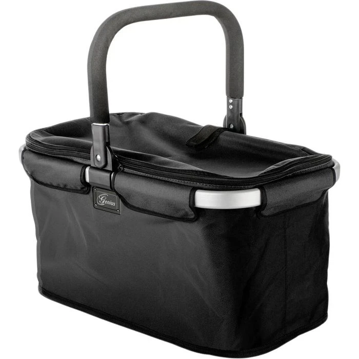 Genius Einkaufskorb 14364, Faltbar Mit Abdeckung, Schwarz, 48 X 28 X 27cm