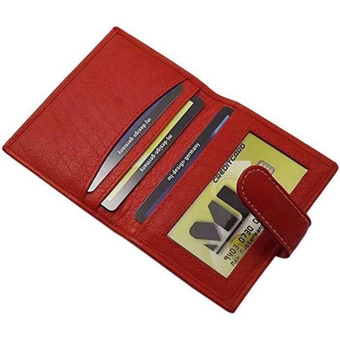 Myledershop Kreditkartenetui XXL 2127, Echt Leder, Weiße Kontrastnaht, Rot – Bild 4