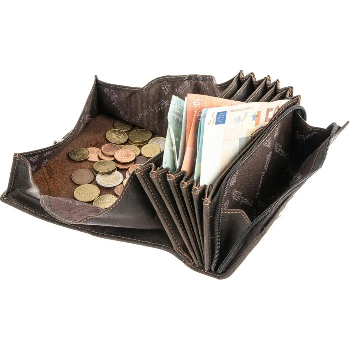 Greenland Kellnerbörse Westcoast 873, Dunkelbraun, Echt Büffelleder 17x11cm Stufenförmige Innenfächer – Bild 5