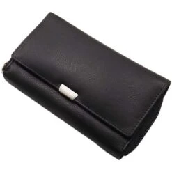 Böttcher-AG Geldbörse 1288, Echt Leder, Damen RFID Schutz Münzfach Reißverschluss Schwarz