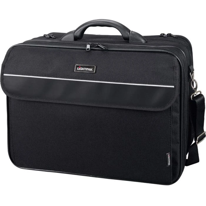 LightPak Pilotenkoffer Corniche, 46075, Schwarz, Mit Reißverschluss, Laptopfach, Polyester
