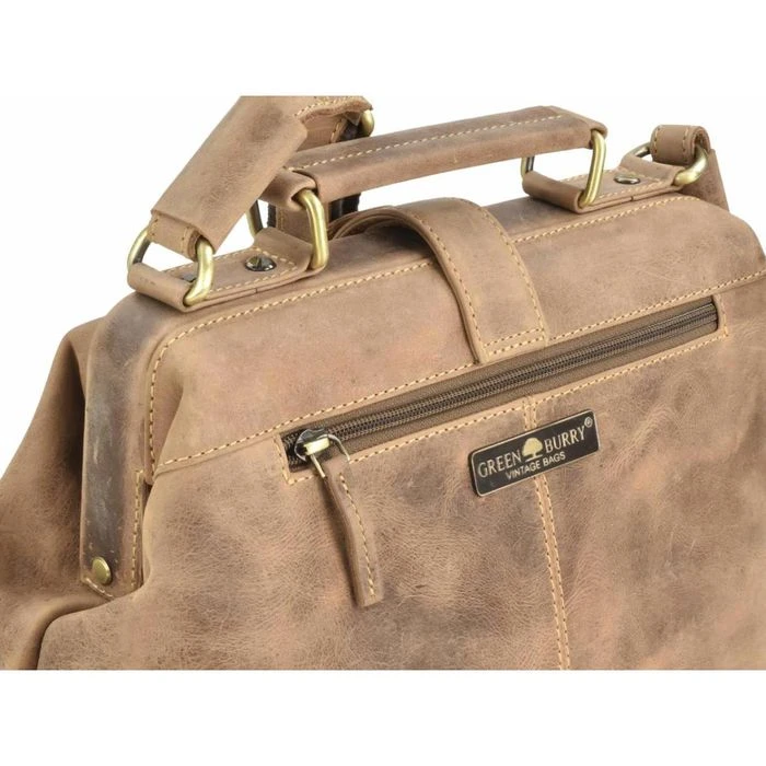 Greenburry Umhängetasche Vintage S, 1584M-25, Echt Leder, 30 X 24 X 14cm, Antikbraun – Bild 4
