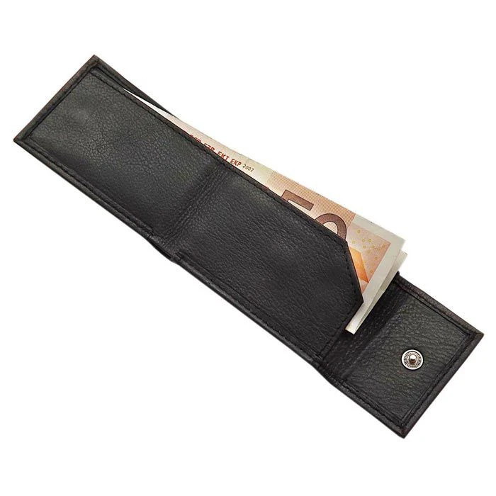 MJ-Design-Germany Geldbörse Minibörse, Echt Leder, Münzfach, Druckknopf, Schwarz – Bild 2