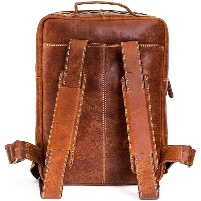 Almadih Rucksack Bene, Braun Havana, Laptopfach, Echt Leder, 7L, 35cm – Bild 5