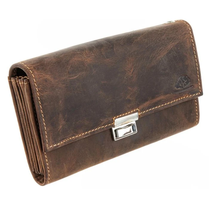 Greenburry Kellnerbörse Vintage 1785A 25 Braun, Echt Rindsleder, 17,5 X 9,5cm, Klarsichtfach