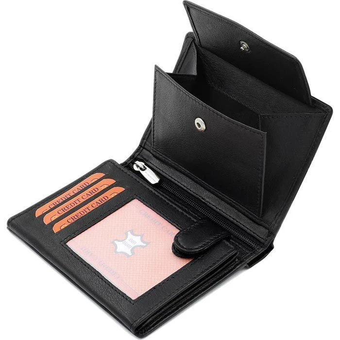 FaVolmer Geldbörse Phoenix 3, Echt Leder, Herren, Münzfach, Druckknopf, Schwarz – Bild 5